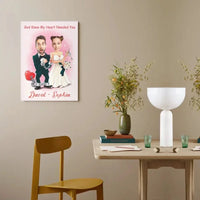 Customized Couple's Theme Wall Painting - Personalized Couple Photo and Name Wedding Character Image Frameless Canvas Painting - A Gift For Girlfriend,Boyfriend,Wife,Husband - Joliny
