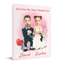 Customized Couple's Theme Wall Painting - Personalized Couple Photo and Name Wedding Character Image Frameless Canvas Painting - A Gift For Girlfriend,Boyfriend,Wife,Husband - Joliny