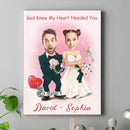 Customized Couple's Theme Wall Painting - Personalized Couple Photo and Name Wedding Character Image Frameless Canvas Painting - A Gift For Girlfriend,Boyfriend,Wife,Husband - Joliny