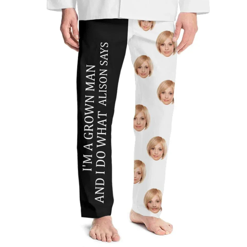 Customized Couple Themed Pajama - Fun Pajama With Personalized Name And Photo - Fun Gifts For Husband,Boyfriend - Joliny