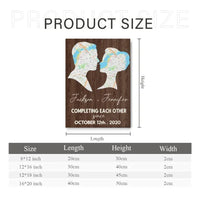 Customized Couple Wall Art - Personalized Name, Date Couple Silhouette Unframed Canvas Painting - A Gift For Boyfriend,Girlfriend,Husband,Wife,Anniversary - Joliny