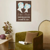 Customized Couple Wall Art - Personalized Name, Date Couple Silhouette Unframed Canvas Painting - A Gift For Boyfriend,Girlfriend,Husband,Wife,Anniversary - Joliny