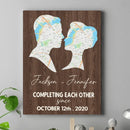 Customized Couple Wall Art - Personalized Name, Date Couple Silhouette Unframed Canvas Painting - A Gift For Boyfriend,Girlfriend,Husband,Wife,Anniversary - Joliny