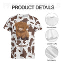 Customized Cow Textured T-shirt - Personalized Name Highland Cow Themed Apparel - A Gift For Highland Cow Lover,Friend,Colleagues - Joliny