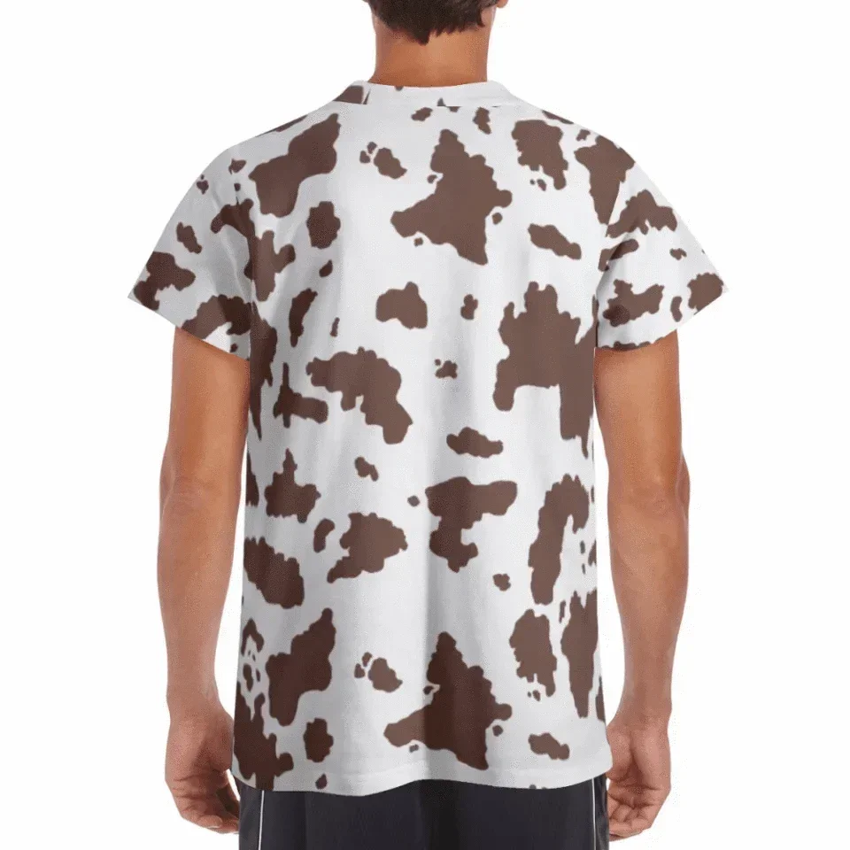 Customized Cow Textured T-shirt - Personalized Name Highland Cow Themed Apparel - A Gift For Highland Cow Lover,Friend,Colleagues