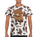 Customized Cow Textured T-shirt - Personalized Name Highland Cow Themed Apparel - A Gift For Highland Cow Lover,Friend,Colleagues - Joliny