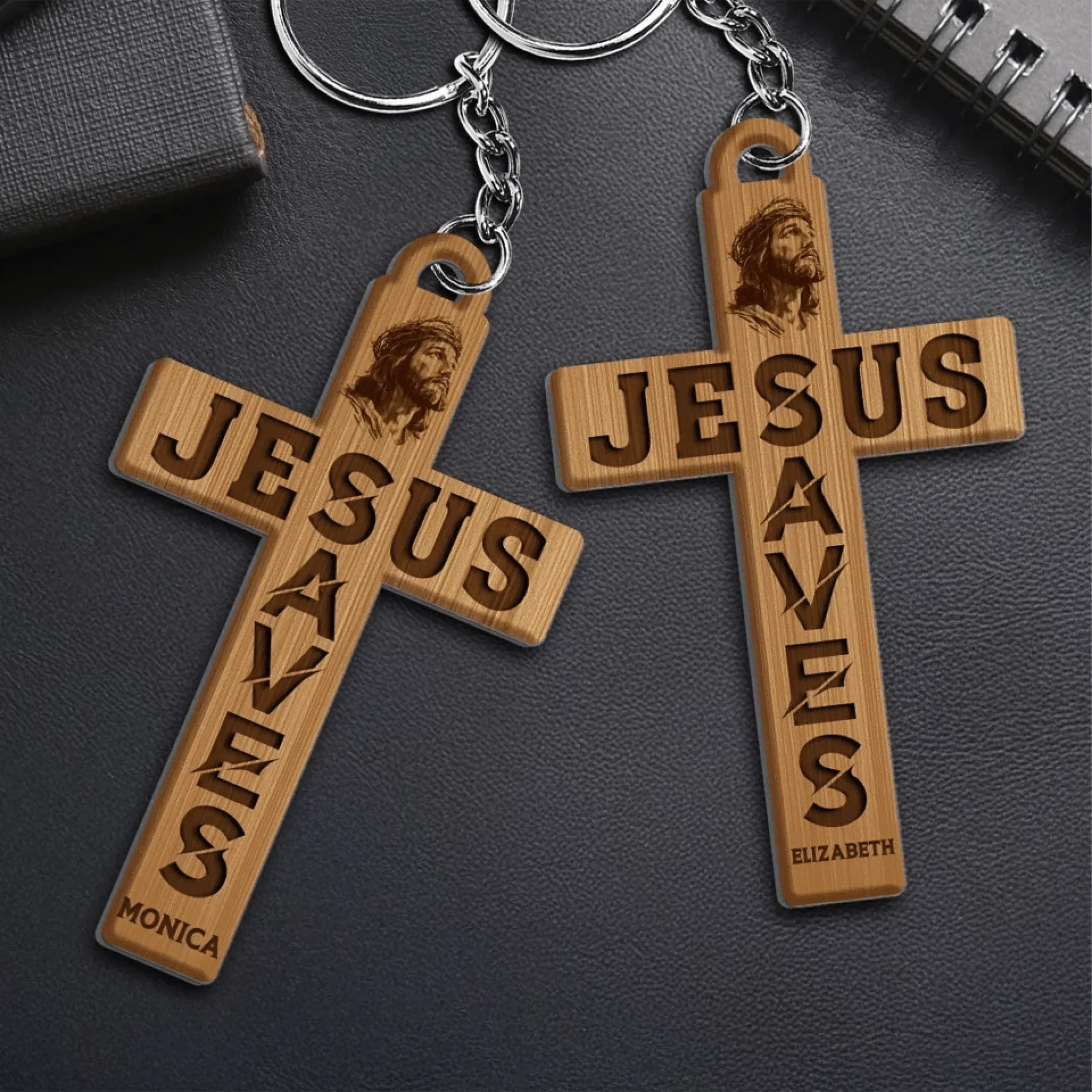Customized Cross Shape Keychain - Personalized Name Jesus Cross Acrylic Keychain - A Gift For Friend,Family,Christian,BFF
