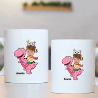 Customized Cute Dinosaur Mug - Two Color Small Dinosaur Personalized Name And Photo Mugs - A Gift For Cute Little Kids,Dinosaur Lovers - Joliny