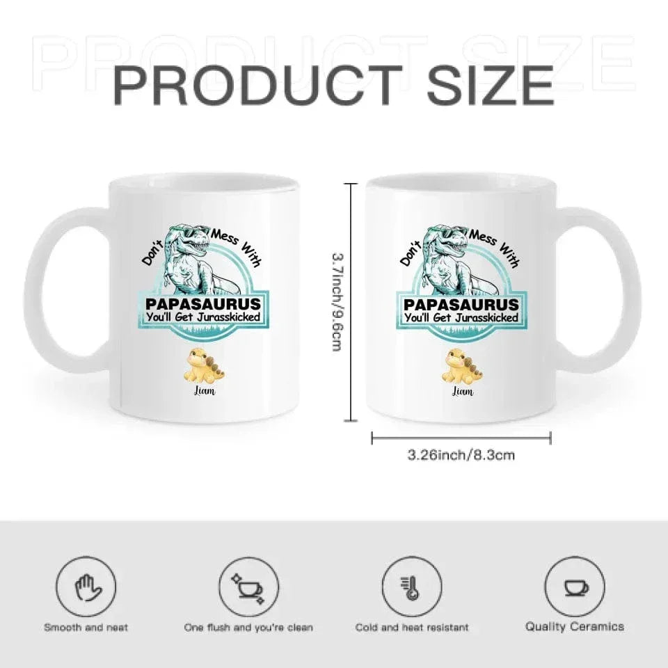 Customized Dinosaur Pattern Mug - Personalized Cartoon Dinosaur Mug with Pattern and Nickname - A Gift For Dinosaur Lovers,Family - Joliny