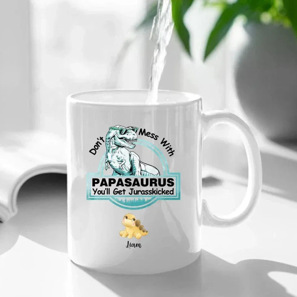 Customized Dinosaur Pattern Mug - Personalized Cartoon Dinosaur Mug with Pattern and Nickname - A Gift For Dinosaur Lovers,Family - Joliny