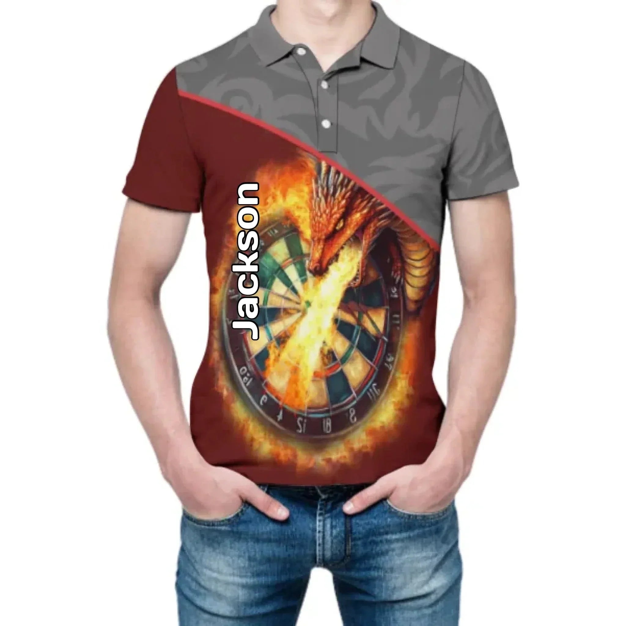 Customized Dragon Pattern T-shirt - Personalized Name Fire Breathing Dragon Clothes - A Gift For Dragon Enthusiasts,Friends,Family - Joliny