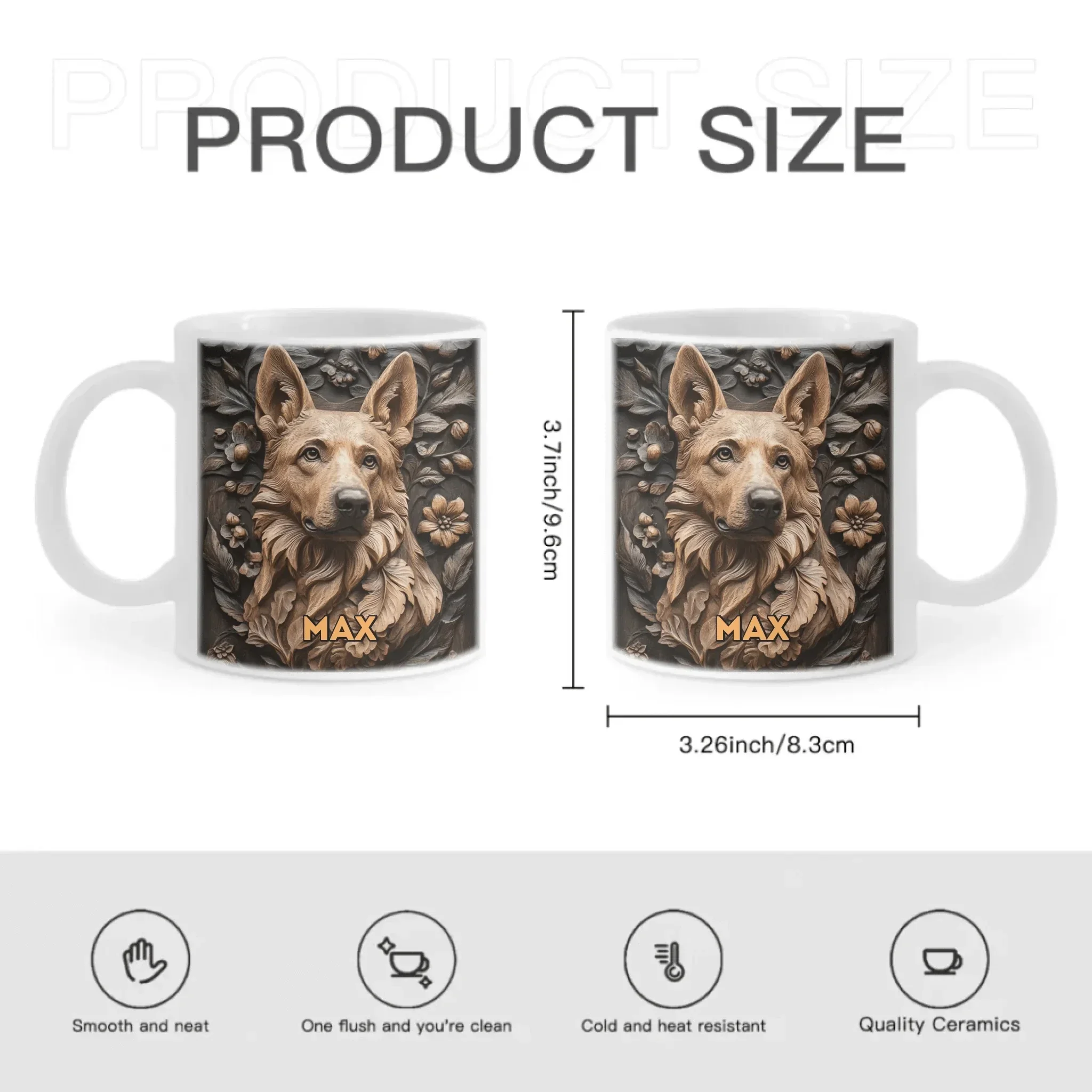 Customized Embossed Style Pattern Mugs - Personalized Dog and Name Mug - A Gift For Dog Owners,Dog Lovers - Joliny