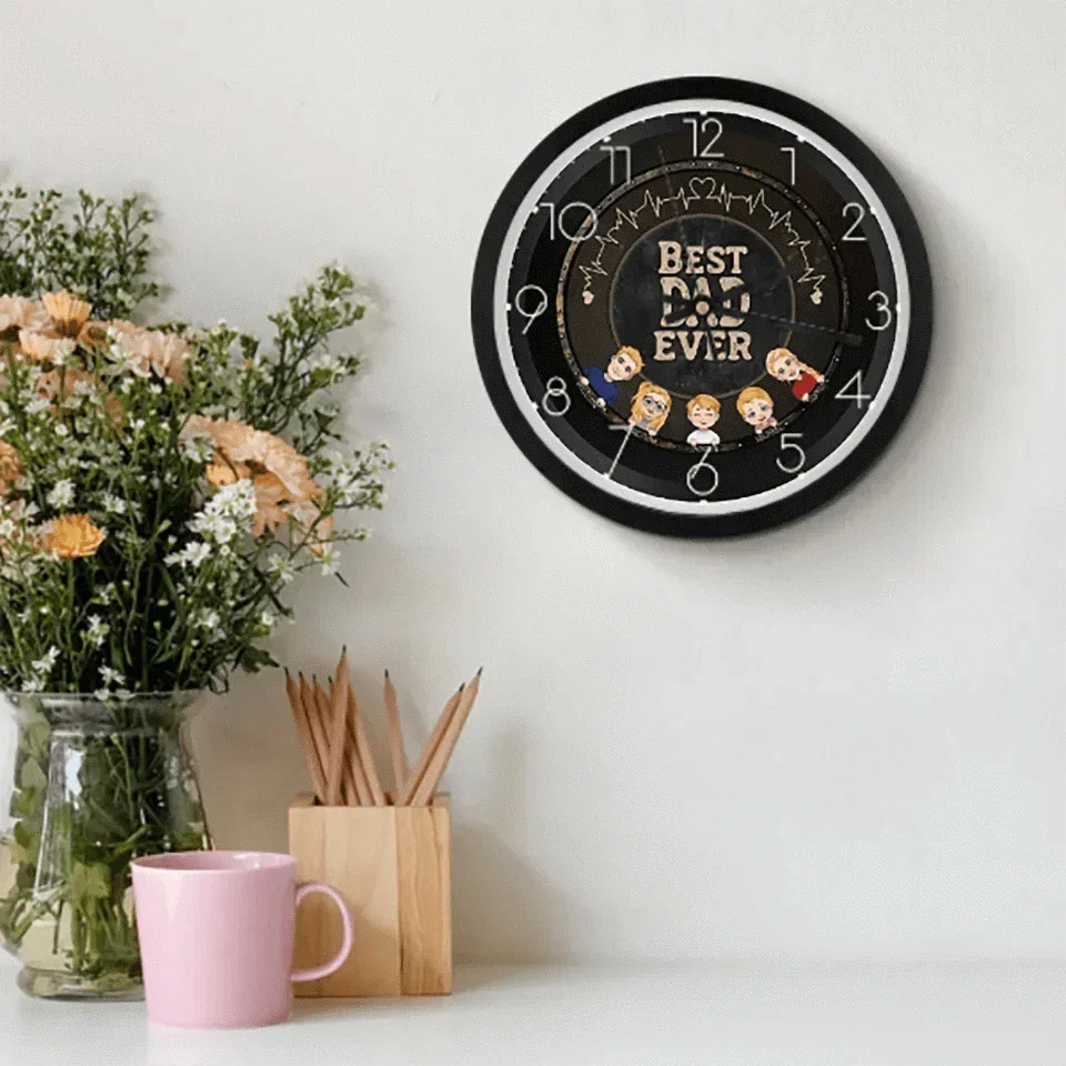 Customized Family Theme Wall Clock - Personalized Family Character and Name Wall Clock - Gift for Family,Dad,Mom - Joliny