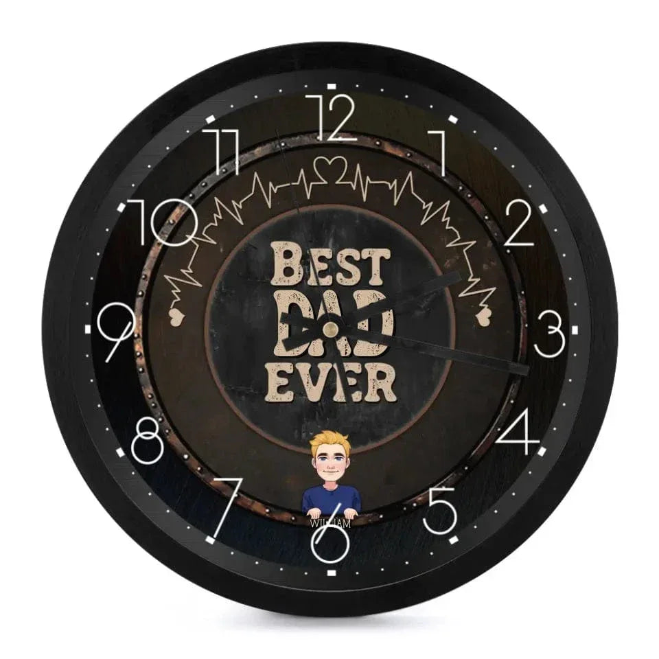 Customized Family Theme Wall Clock - Personalized Family Character and Name Wall Clock - Gift for Family,Dad,Mom