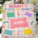 Customized Flannel Blanket - Personalized Nickname and Name Macaron Colorway Pillow Pattern Blanket - A Gift For Mom,Grandma,Family - Joliny