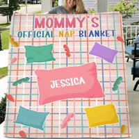 Customized Flannel Blanket - Personalized Nickname and Name Macaron Colorway Pillow Pattern Blanket - A Gift For Mom,Grandma,Family - Joliny