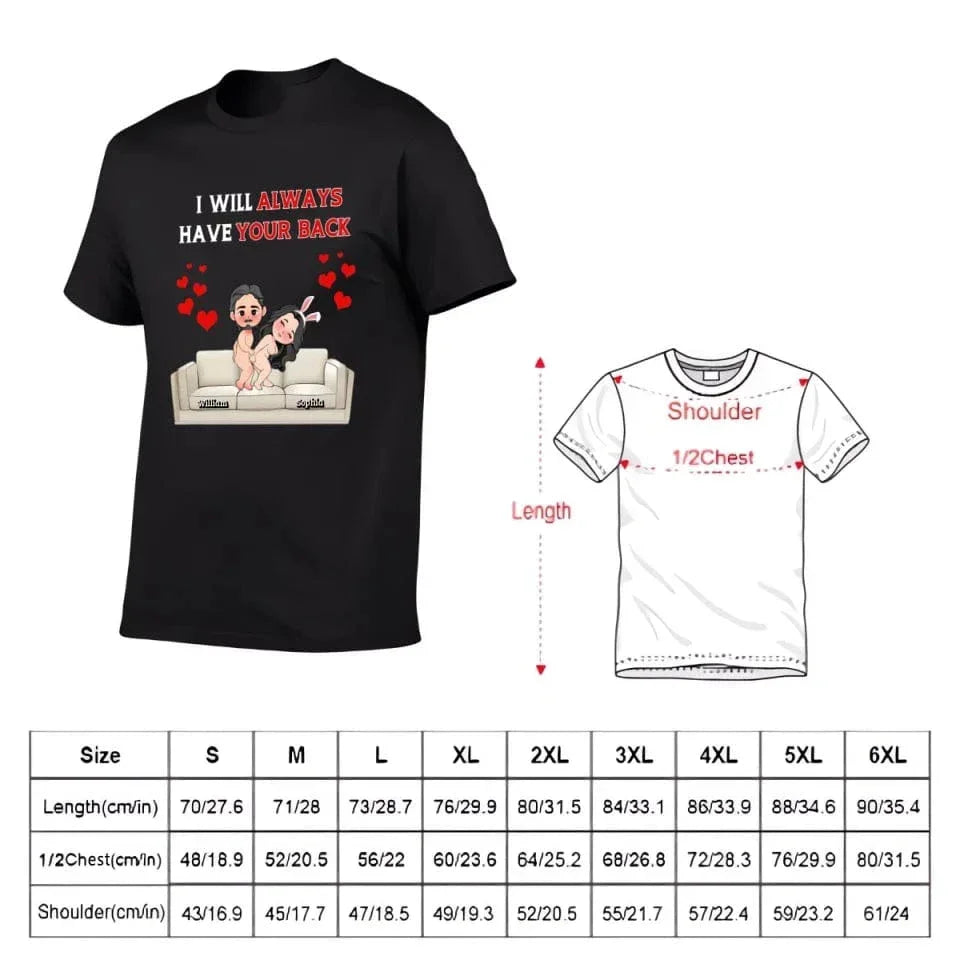 Customized Fun Couple T-shirt - Personalized Name and Cartoon Couple Image Quirky Fun Costume - A Gift For Girlfriend,Boyfriend,Husband,Wife - Joliny