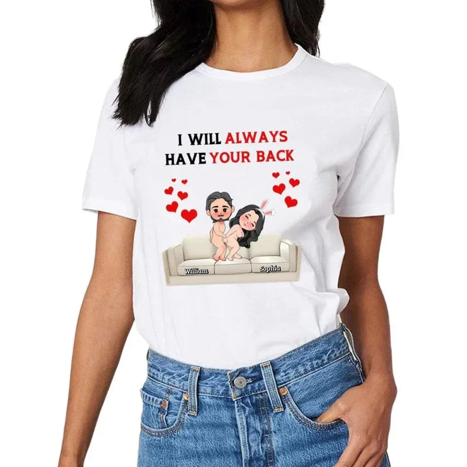Customized Fun Couple T-shirt - Personalized Name and Cartoon Couple Image Quirky Fun Costume - A Gift For Girlfriend,Boyfriend,Husband,Wife