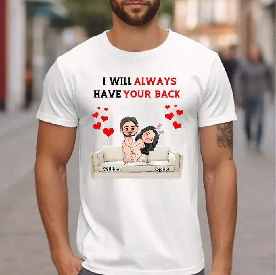 Customized Fun Couple T-shirt - Personalized Name and Cartoon Couple Image Quirky Fun Costume - A Gift For Girlfriend,Boyfriend,Husband,Wife