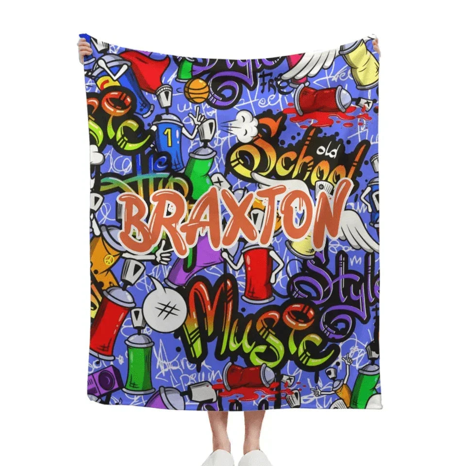Customized Fun Skateboard Style Blanket - Personalized Name Junior Skateboard Blanket - A Gift For Boy,Children,Skateboard Enthusiast