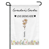 Customized Garden Themed Decorative Flags - Personalized Birthday Flower and Name Bush Pattern Flags - A Gift For Family,Friend,Flower Lovers - Joliny