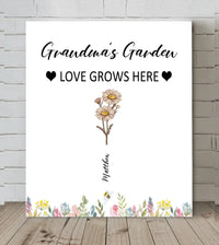 Customized Garden Themed Decorative Wall Art - Personalized Birthday Flower and Name Bush Pattern Canvas Painting - A Gift For Family,Friend,Flower Lovers - Joliny