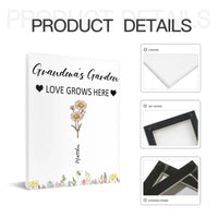 Customized Garden Themed Decorative Wall Art - Personalized Birthday Flower and Name Bush Pattern Canvas Painting - A Gift For Family,Friend,Flower Lovers - Joliny