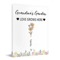 Customized Garden Themed Decorative Wall Art - Personalized Birthday Flower and Name Bush Pattern Canvas Painting - A Gift For Family,Friend,Flower Lovers - Joliny