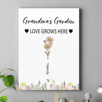 Customized Garden Themed Decorative Wall Art - Personalized Birthday Flower and Name Bush Pattern Canvas Painting - A Gift For Family,Friend,Flower Lovers - Joliny