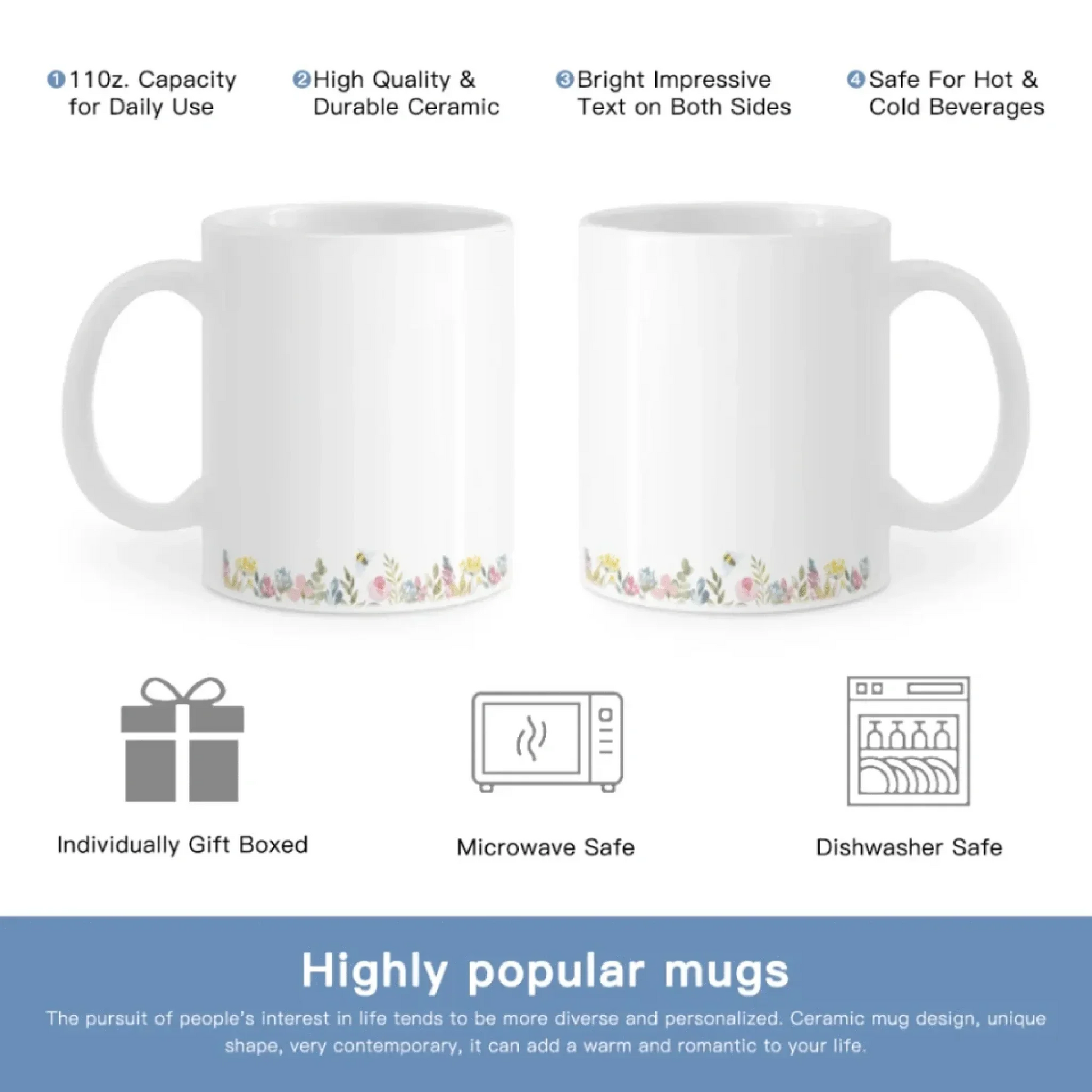 Customized Garden Themed Mug - Personalized Birthday Flower and Name Bush Pattern Mug - A Gift For Family,Friend,Flower Lovers - Joliny