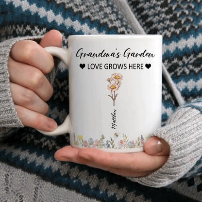 Customized Garden Themed Mug - Personalized Birthday Flower and Name Bush Pattern Mug - A Gift For Family,Friend,Flower Lovers - Joliny