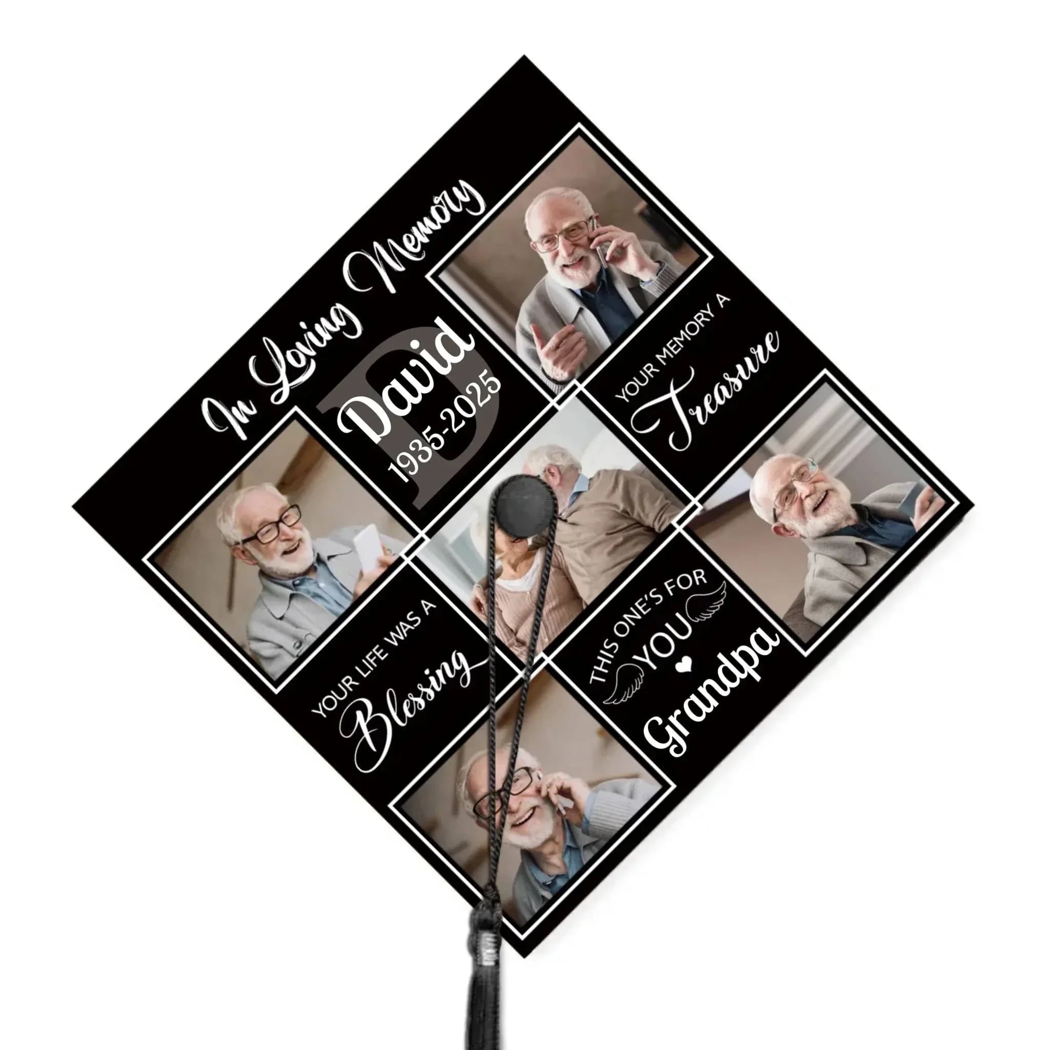 Customized Graduation Caps Carrying Love and Longing - Personalized Graduation Cap with Name,Title,Year and Photos - A Gift for Graduate,Friend,BFF,Grandchildren