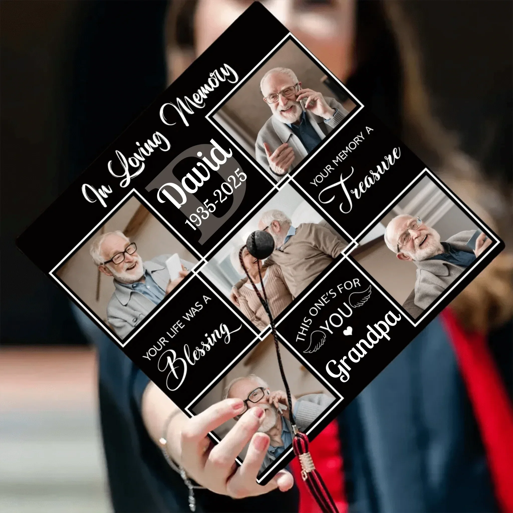 Customized Graduation Caps Carrying Love and Longing - Personalized Graduation Cap with Name,Title,Year and Photos - A Gift for Graduate,Friend,BFF,Grandchildren