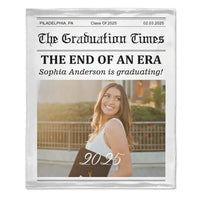 Customized Graduation Newspaper Template Blanket - Personalized Name,Photo and Date Graduation Season Blankets - A Graduation Gift For Kids,Students,Roommates - Joliny