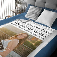 Customized Graduation Newspaper Template Blanket - Personalized Name,Photo and Date Graduation Season Blankets - A Graduation Gift For Kids,Students,Roommates - Joliny