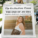 Customized Graduation Newspaper Template Blanket - Personalized Name,Photo and Date Graduation Season Blankets - A Graduation Gift For Kids,Students,Roommates - Joliny