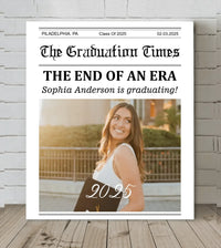 Customized Graduation Newspaper Template Wall Art - Personalized Name,Photo and Date Graduation Season Canvas Painting - A Graduation Gift For Kids,Students,Roommates - Joliny