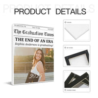 Customized Graduation Newspaper Template Wall Art - Personalized Name,Photo and Date Graduation Season Canvas Painting - A Graduation Gift For Kids,Students,Roommates - Joliny