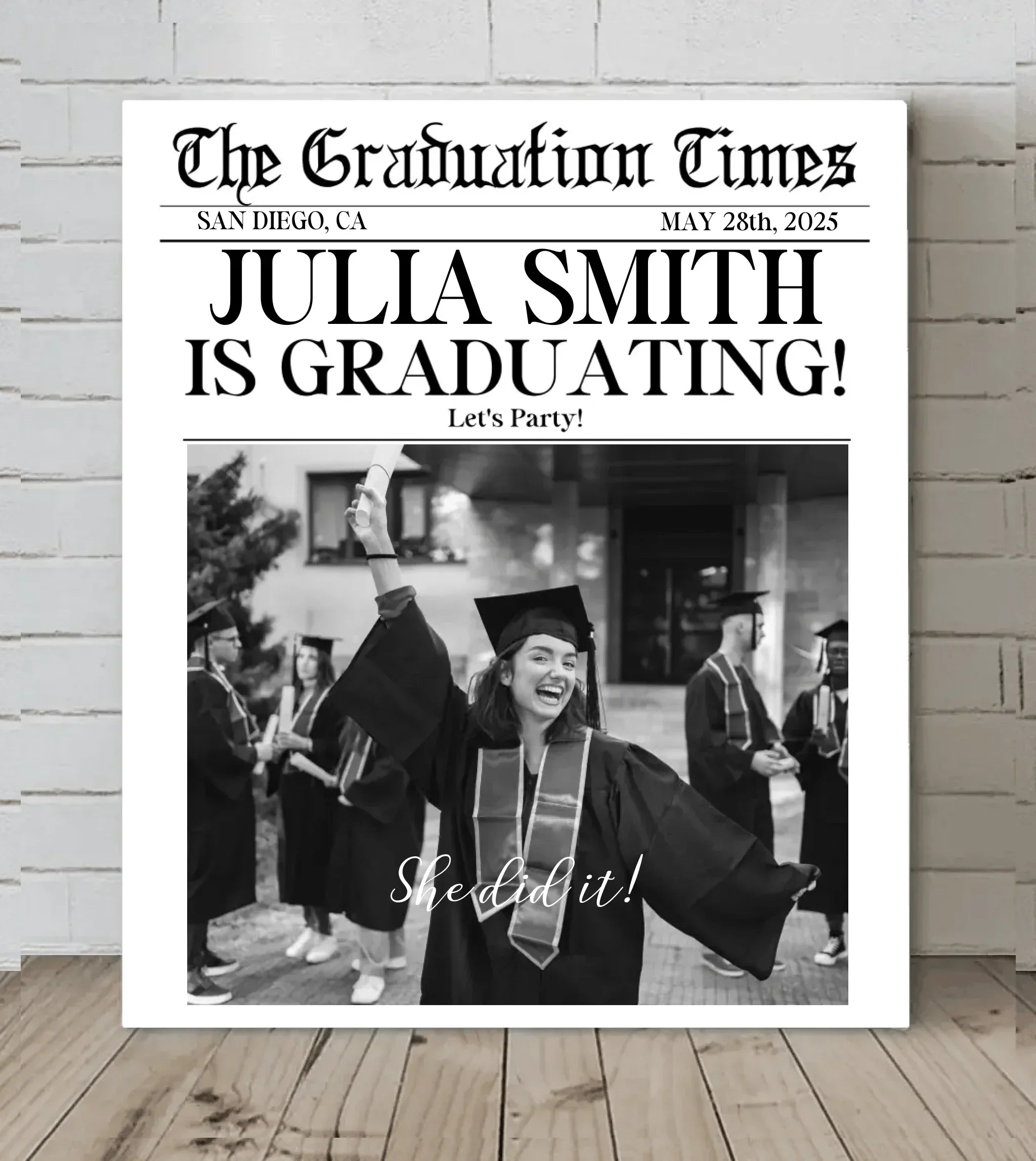 Customized Graduation Themed Wall Art - Personalized Name,Photo and Date Graduation Season Canvas Painting - A Graduation Gift For Kids,Students,Roommates - Joliny