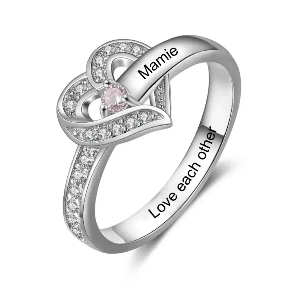Customized Heart Design Rings - Personalized Name and Text Engraved Ring - A Gift For Family,Friend,BFF,Colleagues - Joliny