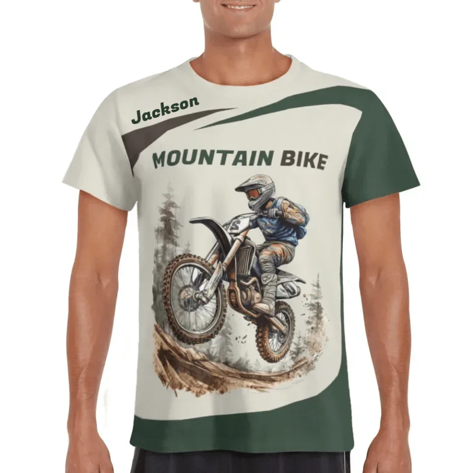 Customized Mountain Bike Themed T-shirt - Classic Mountain Colorways Apparel with Personalized Names - A Gift Mountain Bike Lover,Friend,Colleagues