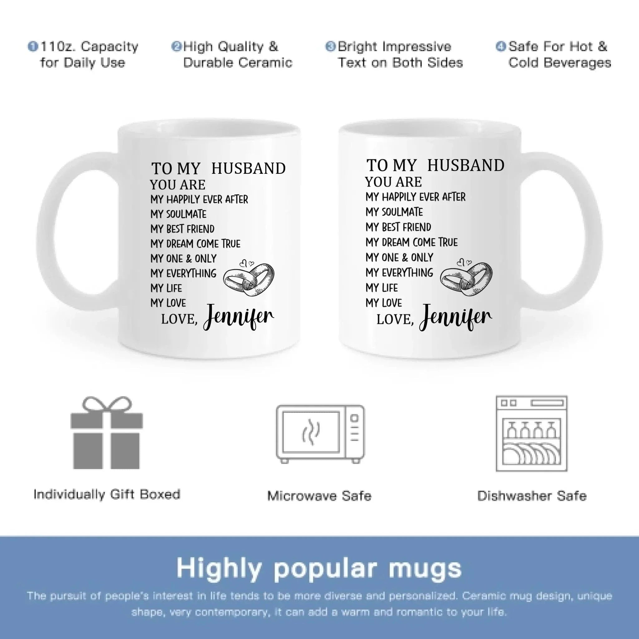 Customized Mugs to Express Love - Personalized Nickname and Name Love Letter Mug - A Gift For Girlfriend,Boyfriend,Wife,Husband - Joliny