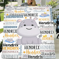 Customized Name Baby Hippopotamus Blanket For Boys Girls Babies - Joliny