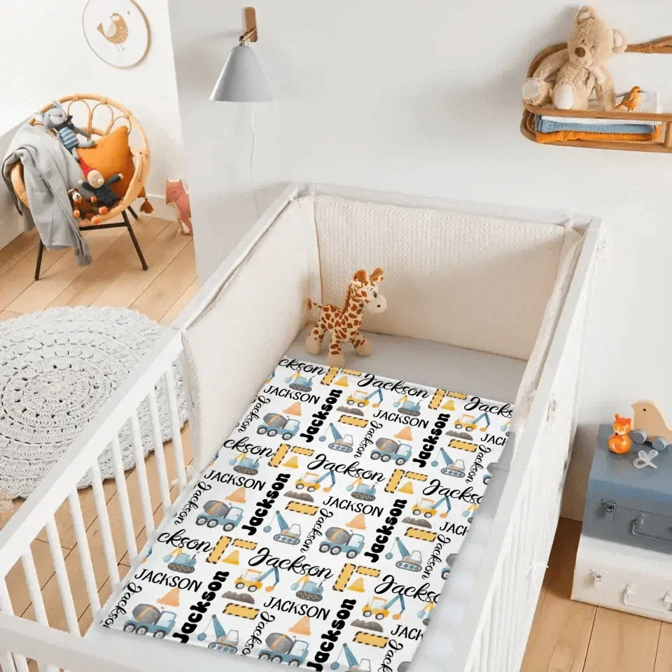 Customized Name Construction Truck Blanket, Children's Gift - Joliny