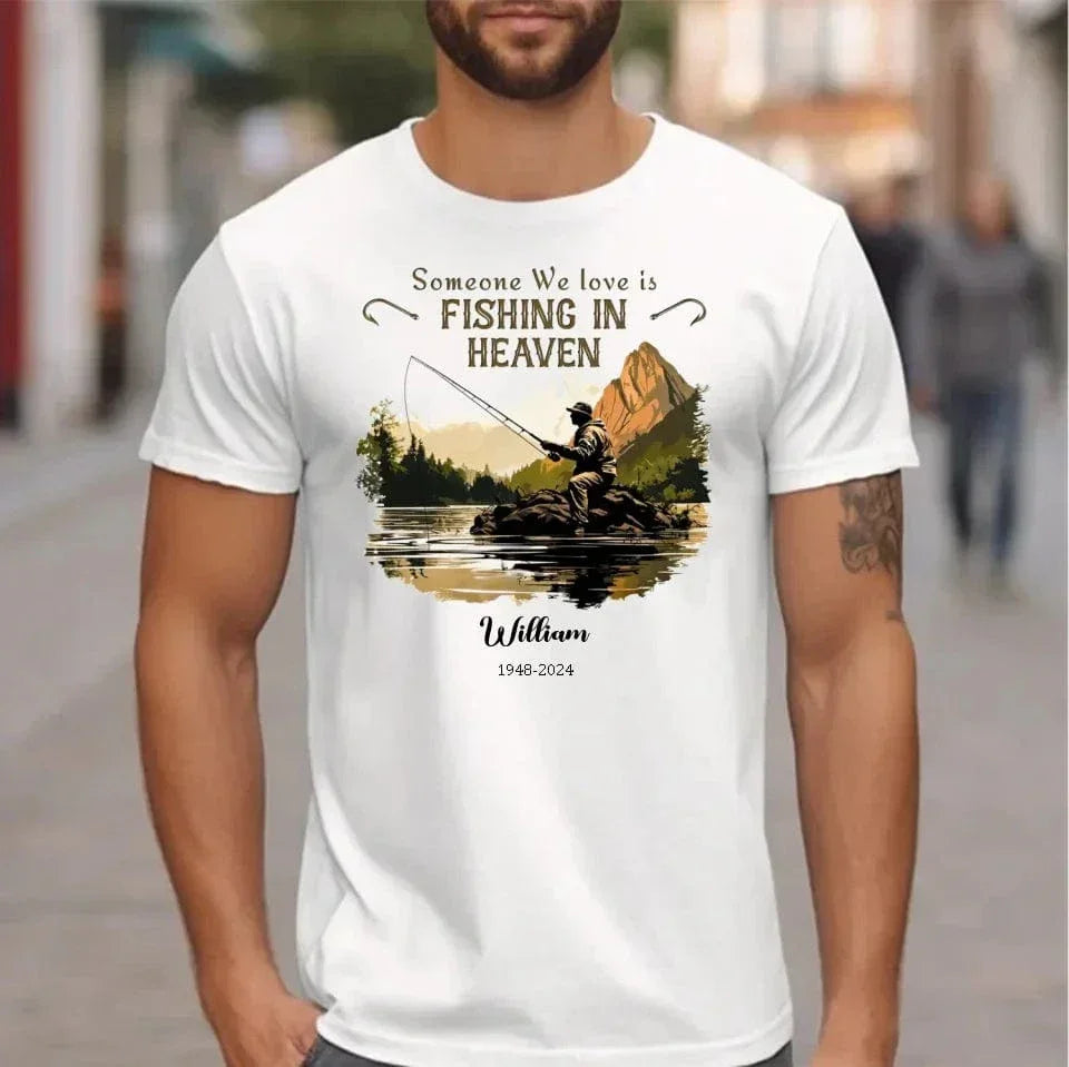 Customized Paradise Fishing Memorial Apparel - Personalized Name And Year Commemorative Clothing - In Loving Memory Christmas Gift For Family,Friend,Your Self