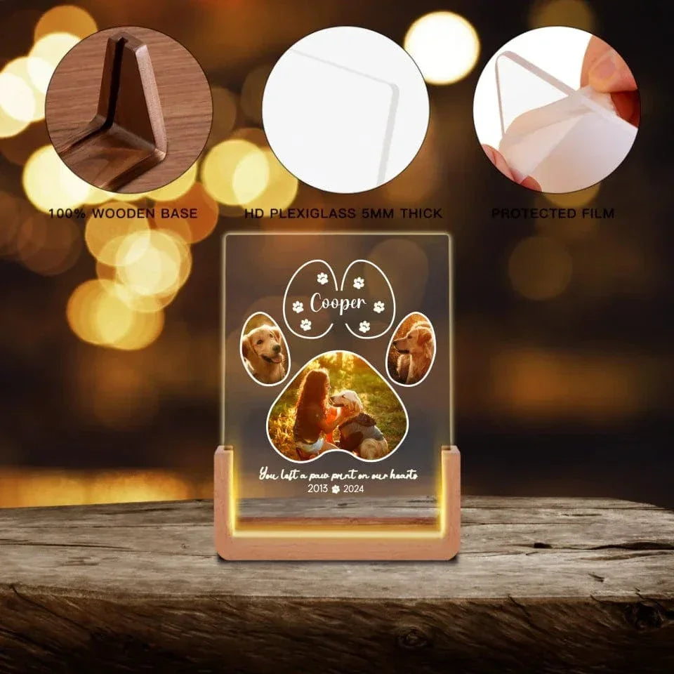 Customized Pet Photo Memorial Gifts - Personalized Name, Date And Pet Photo Keepsake Night Light - A Gift For Pets,Pet Owners - Joliny