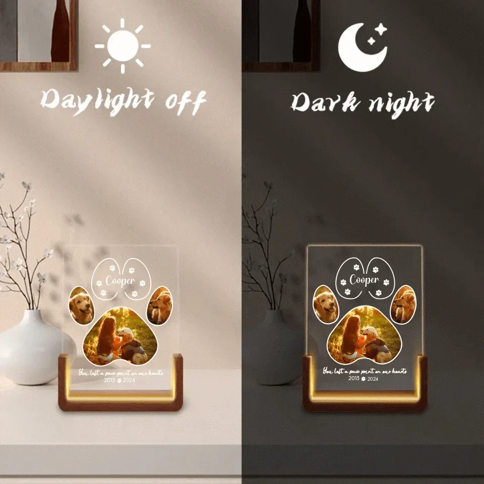 Customized Pet Photo Memorial Gifts - Personalized Name, Date And Pet Photo Keepsake Night Light - A Gift For Pets,Pet Owners - Joliny