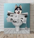 Customized Pet Reading Newspaper Fun Wall Art - Personalized Pet Photo And Background Color Unframed Canvas Painting - A Gift for Pet Owners,Pet Lovers,Yourself - Joliny