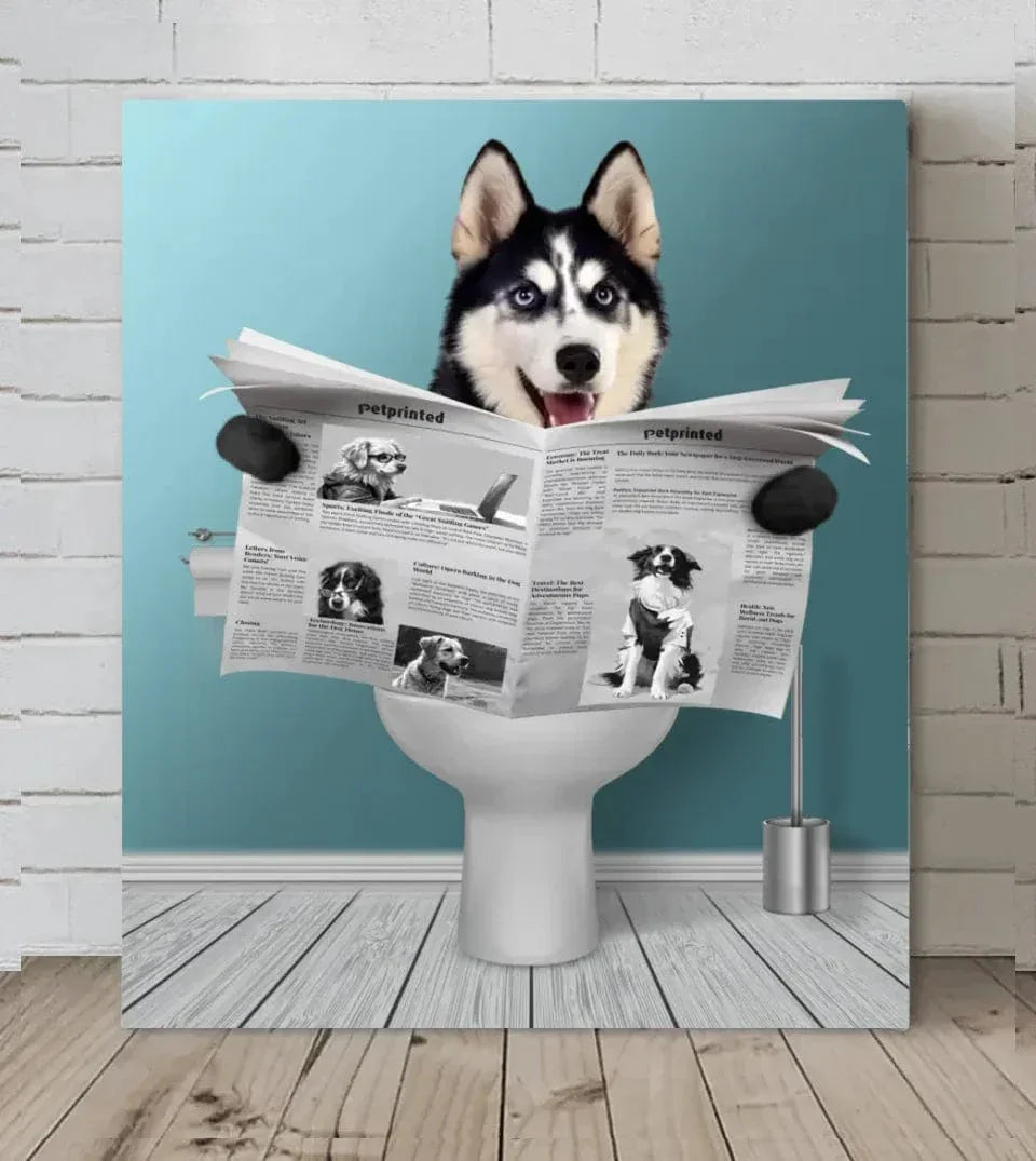 Customized Pet Reading Newspaper Fun Wall Art - Personalized Pet Photo And Background Color Unframed Canvas Painting - A Gift for Pet Owners,Pet Lovers,Yourself - Joliny