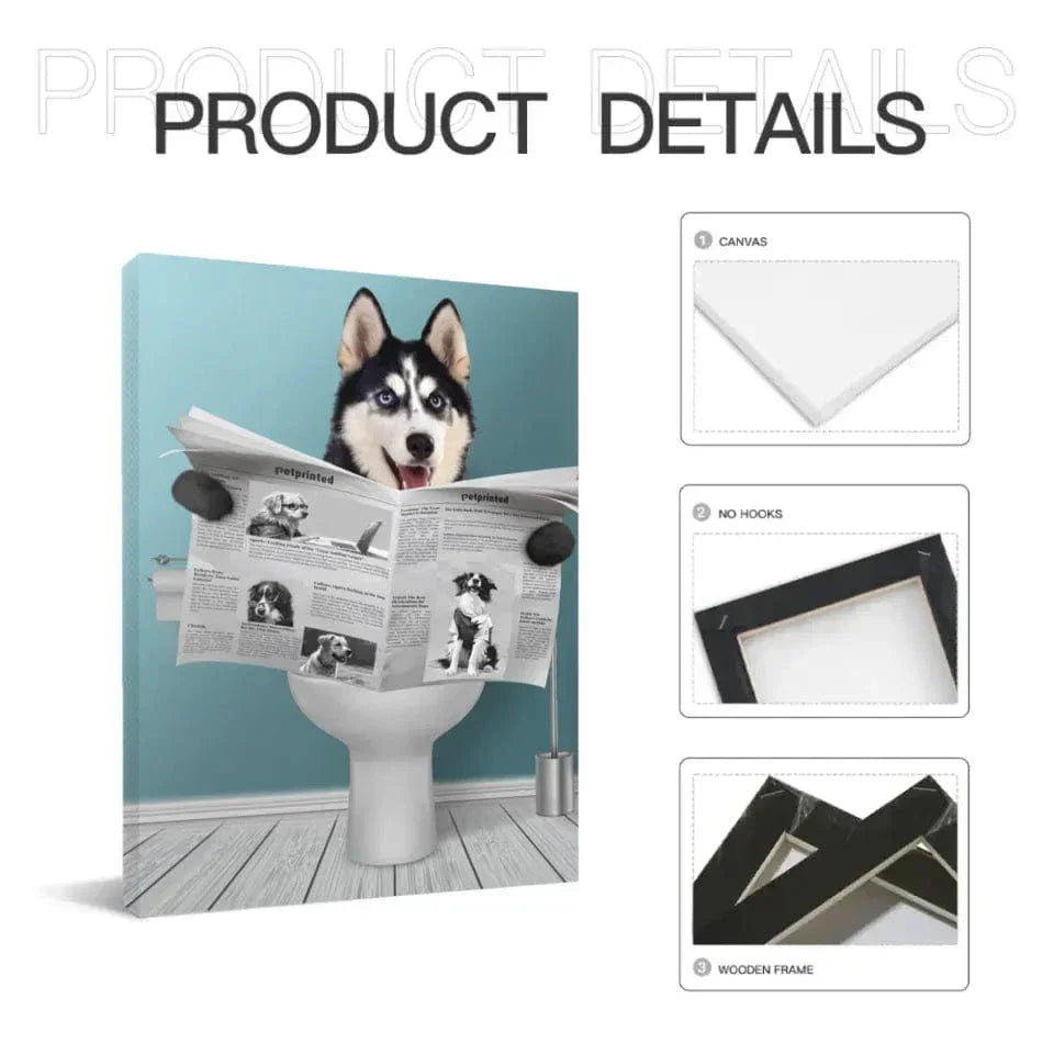 Customized Pet Reading Newspaper Fun Wall Art - Personalized Pet Photo And Background Color Unframed Canvas Painting - A Gift for Pet Owners,Pet Lovers,Yourself - Joliny